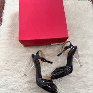 Valentino Clear Black Open Toe Heels